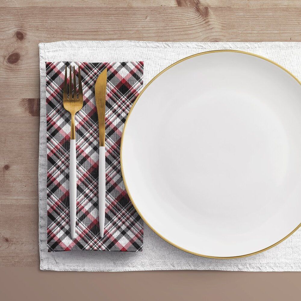 NWT Porter Anna- Red & Black Cotton Napkin 4-set, Tartan